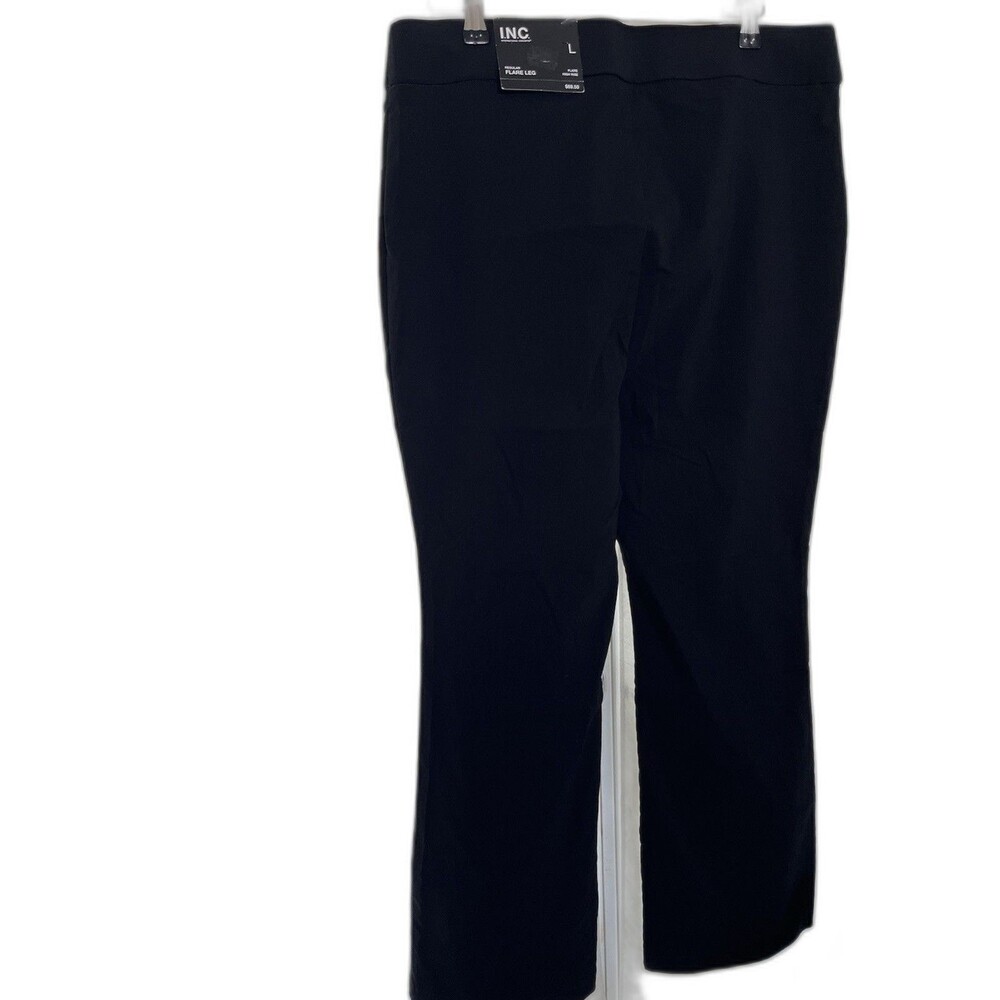 INC Flare Leg Womens Dress Pants Large Black Pull-on Career Academia Preppy NWT